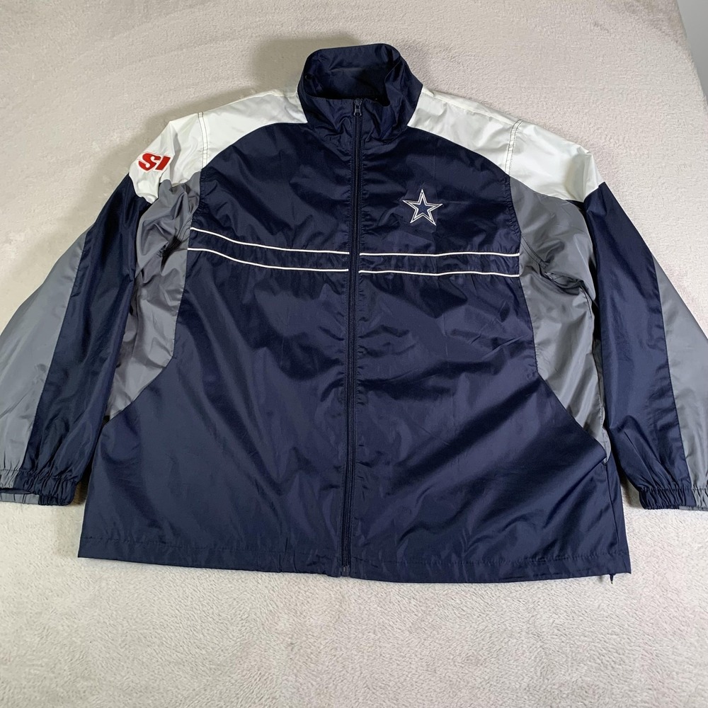 Vintage Dallas Cowboys Jacket‎ Mens XL Navy Blue NFL Football Dunbrooke Full Zip